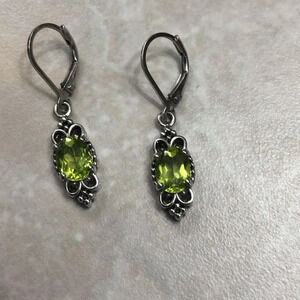 Women's Created Emerald-May Birthstone Bali Balinese  Dangle Earrings